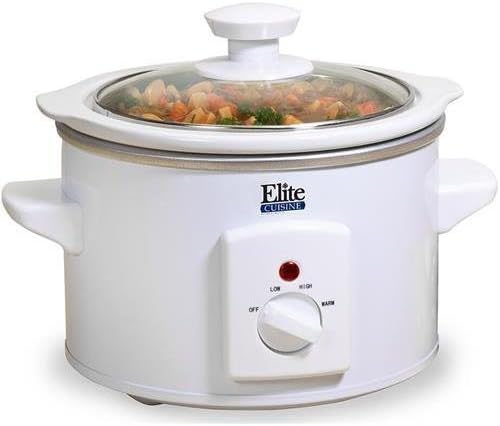 Maxi Matic USA Maxi-Matic MST-250XW Elite Cuisine 1.5-Quart Round-Shaped Mini Slow Cooker, White