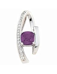 14K White Gold Antique Square Cut Amethyst and Diamond Pendant -- LIFETIME WARRANTY