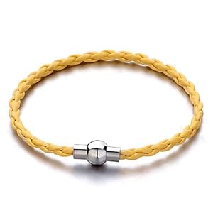 Pugster Yellow Woven Rope Bracelet With Lobster Clasp Fits Pandora 5mm / 8.5 Inch