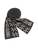 Roberto Cavalli - Roberto Cavalli Black & Beige All Over Logo Knit Wool Long Scarf