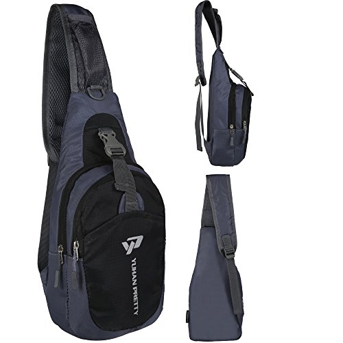 Yuhan Shoulder Sling Backpack Men Women Chest Gym Fanny Bag Sack Satchel Outdoor (Black)