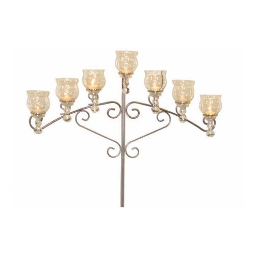 7-Light Floor Candelabra - - Brass