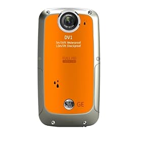 GE DV1-CO Waterproof/Shockproof 1080P Pocket Video Camera (Citrus Orange)