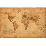 アンティーク スタイル 世界地図　WORLD MAP antique style ポスター [おもちゃ＆ホビー]