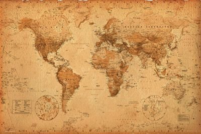 アンティーク スタイル 世界地図　WORLD MAP antique style ポスター [おもちゃ＆ホビー]