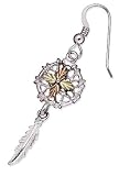 Stamper 12K Black Hills Solid Gold and Sterling Silver Dreamcatcher Fish Hook Earrings. ED1046/FH
