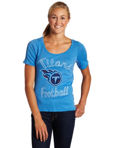 NFL Women's Tennessee Titans Heather Vintage Thermal Sleeve Athletic Tee (Blueberry, Medium)