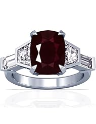 Platinum Cushion Cut Ruby Ring With Sidestones
