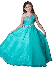 Girls  Lace One Shoulder Floor Length  Ball Gown Pageant Dress/Party Dress 