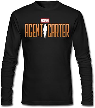 Men's Agent Carter Classic Simpol Word Logo T-shirts Long Sleeve Black