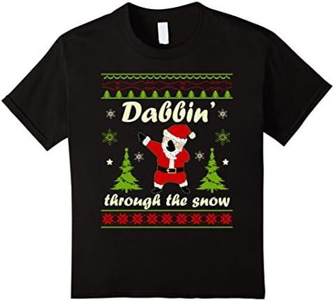 Kids Dabbin Through the Snow Santa Ugly Christmas Sweater T-shirt 10 Black