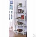 Five-tier White Leaning Ladder Style Magazine Book shelf