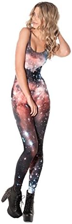 New Women Galaxy Sleeveless Round Collar Leggings Yoga Suit Pants Jumpsuits (L)