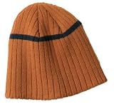 District Threads- Rib Knit Beanie with Stripe Burnt Orange/Navy-OSFA