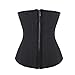 Lover-Beauty Women's Black Latex Underbust Steel Boned Zipper Waist Trainer