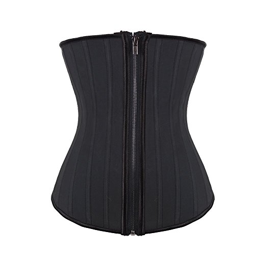 Lover-Beauty Women's Black Latex Underbust Steel Boned Zipper Waist Trainer