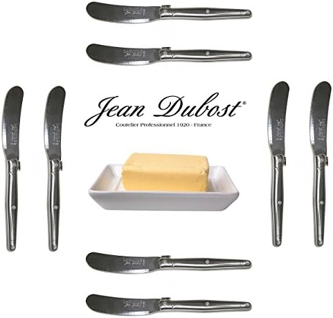Laguiole - 8 Spreaders/Butter Knives - ALL STAINLESS STEEL - Original Genuine French Laguiole Jean Dubost - Quality Family Dinner Inox Table Flatware/Cutlery Setting - Manufactured in France - With Certificate of Authenticity - Direct From France