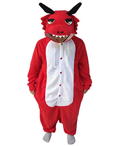 WOTOGOLD Animal Cosplay Costume Unisex Adult Red Dragon Pajamas