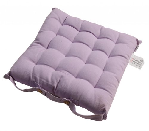 Homescapes - Seat Pad - Mauve - 40 x 40 cm - Indoor - Garden - Dining - Chair Cushion with a Button Tie Handle to fix to Chair - 100% Cotton - Well Filled - Easy Care - Washable At Home