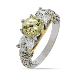 Sabrina's Two Tone Canary and Diamond CZ Engagement Ring Size 5 (Sizes 5 6 7 8 9 Available): Eve's Addiction: Jewelry