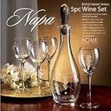 NAPA GRAPE WINE SET - NAPA COLLECTION 5 PIECE GRAPE ETCHED WINE SET with DECANTER and WINE GLASSES