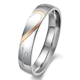 Women - Size 7 - KONOV Jewelry Mens Womens Hearte Stainless Steel Promise Ring Couples Wedding Bands