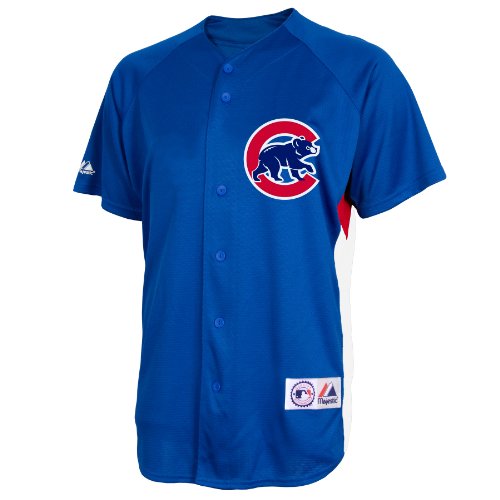 MLB Chicago Cubs Derrek Lee Adult Short-Sleeved Full Button Down Synthetic Replica Batting Practice Jersey, Large