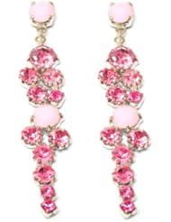 Swarovski Pink Mix Crystal Asymmetric Earrings for Pierced Ears / Swarovski Crystal Earring in Pink Mix / Crystal Stud Earrings with Drop in Pink Mix