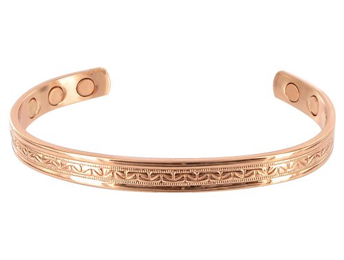 8 MM Wide Design Engraved Copper Magnetic Cuff Bracelet