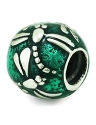 Genuine Ohm Beads (TM) Product. 925 Sterling Silver Dragonfly Teal Enamel Bead Charm. 100% Satisfaction Guaranteed.