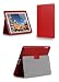Yoobao Co-Brand with Accessorise (TM) 100% Premium Executive Genuine Leather Folio Case (Red) with Built-in Stand for iPad 3 / The New iPad / Apple iPad 2 – Support Auto Wake/Sleep Smart Cover Function (Best Selling Model)