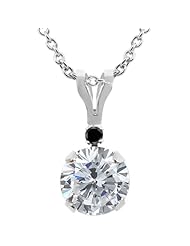 1.02 Ct Round H/I Diamond Black Diamond 14K White Gold Pendant