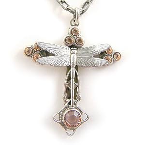 Swarovski Crystal Dragonfly Cross Necklace