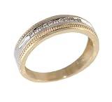 14K Yellow and White Gold Mix Round-cut Diamond Men & Women's Couple Ring Band (0.11 CTW., G-H Color, SI1-2 Clarity)
