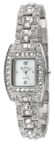 Peugeot Women's J4848 Silver-Tone Swarovski Crystal Bracelet Watch