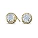 14k Yellow Gold Round Aquamarine Bezel Stud title=