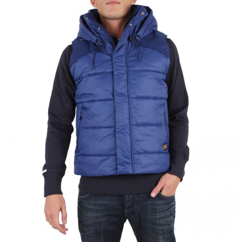G-Star Raw Mens Whistler Hooded Puffer Vest Gilet Bodywarmer In Swedish Blue – l