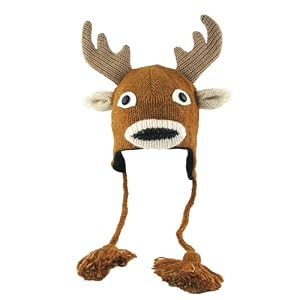 Buy DeLux Baby Deer Face Wool Pilot Animal Cap Hat with Ear Flaps and Poms by DeLux