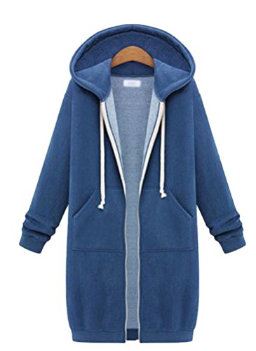 Womens Winter Casual Zip up Coat Hoodie Cardigan Outwear Jacket Long Sweatshirt