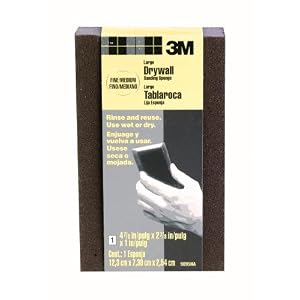 3M 9095NA Large Area Drywall Sanding Sponge, 4.875 in x 2.875 in x 1 in, Fine Medium by 3M