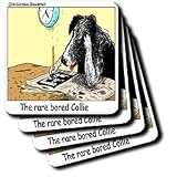 Londons Times Funny Dogs Cartoons - Bored Border Collie - Coasters