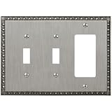 Amertac 90TTRAN Egg & Dart Antique Nickel Cast Wall Plate, 2 Toggle/1 Rocker