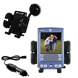Gomadic for the PalmOne palm Zire 71 - PalmOne Zire 71 Flexible Auto Windshield Holder with Car Charger - Uses Gomadic TipExchange