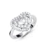 18K White Gold Diamond Ring Baguette Diamonds Heart
