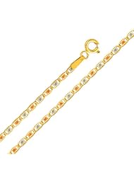 14K Tri-color Gold 2mm Valentino Diamond Cut Chain Necklace with Spring Clasp - 18" Inches