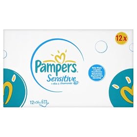 Pampers Sensitive Baby Wipes - 12 x Packs of 56 (672 Wipes)