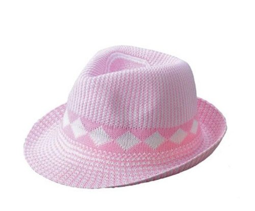 Womens Ladies Knitted Fedora Trilby Light Pink