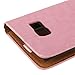 Galaxy S6 Edge Wallet Case - Pink Leather [Magnetic Stand] - Horizontal Flip Cover with Credit Card Slots - Fits Best for Samsung Galaxy Edge S6 - Great for Gilrs, Women and Kids