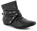 Platino "Inka" Ladies Studded Ankle Boots - Black