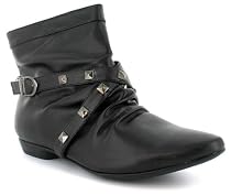 Platino "Inka" Ladies Studded Ankle Boots - Black